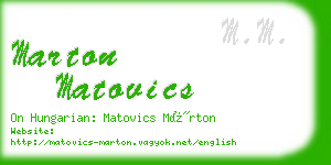marton matovics business card